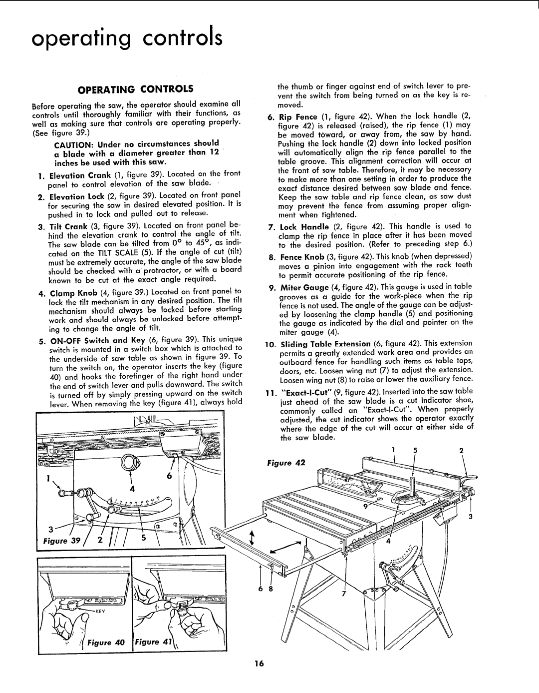 Sears 113.299131 owner manual Operating controls, Operating Controls 