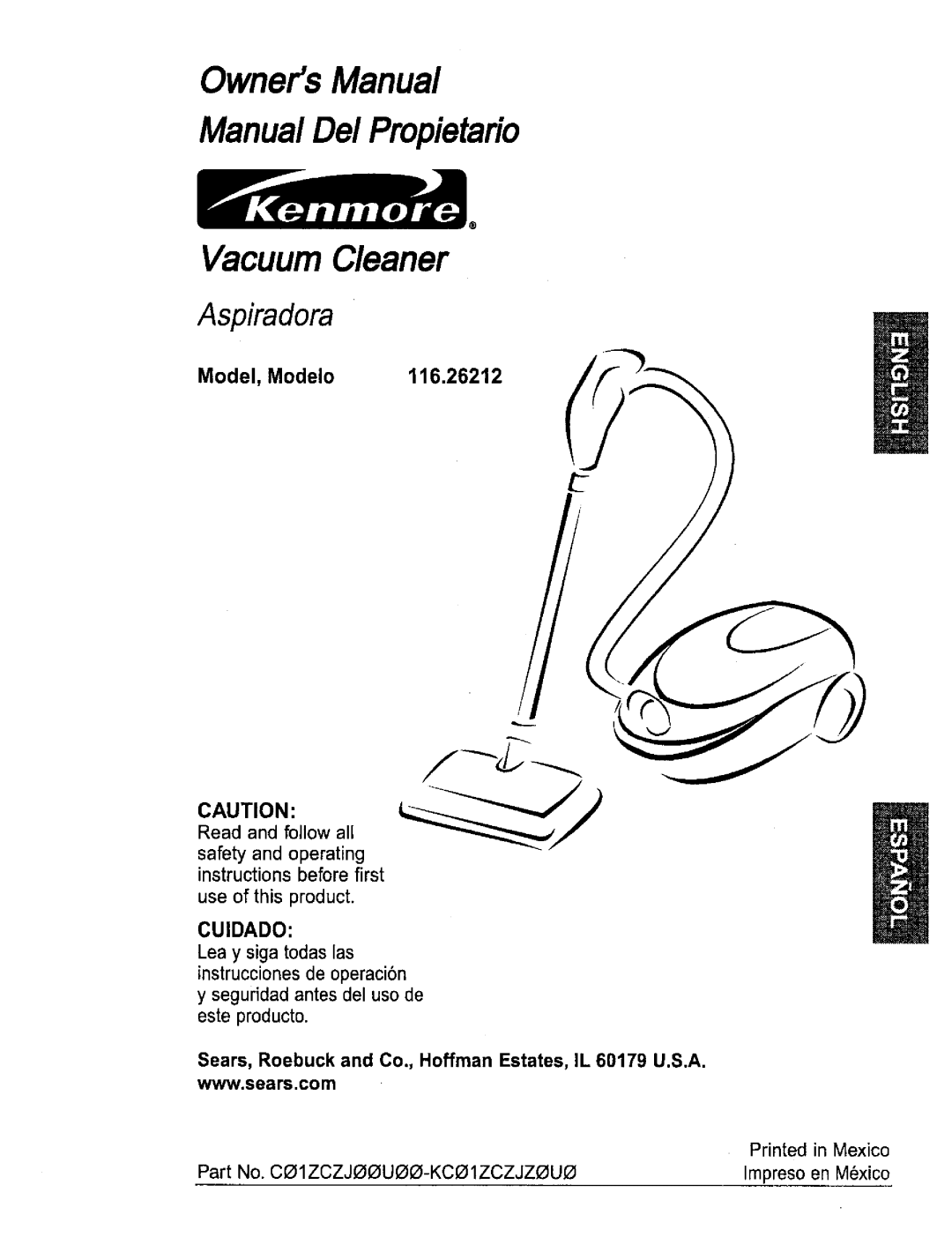 Sears 116.26212 owner manual OwnersManual ManualDel Propietario 