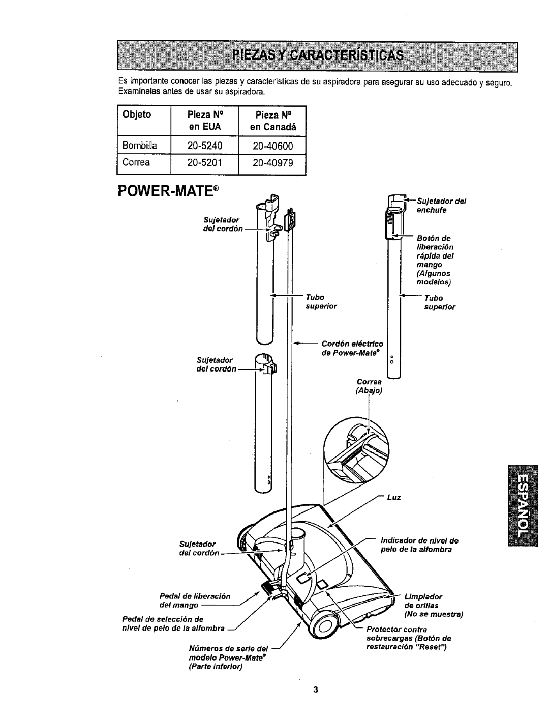 Sears 116.26212 owner manual Pieza N En EUA En Canada, Sujetador 