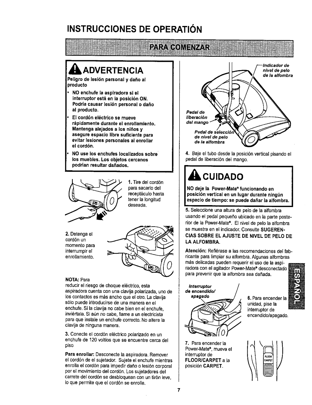 Sears 116.26212 owner manual Instrucciones DE Operation 