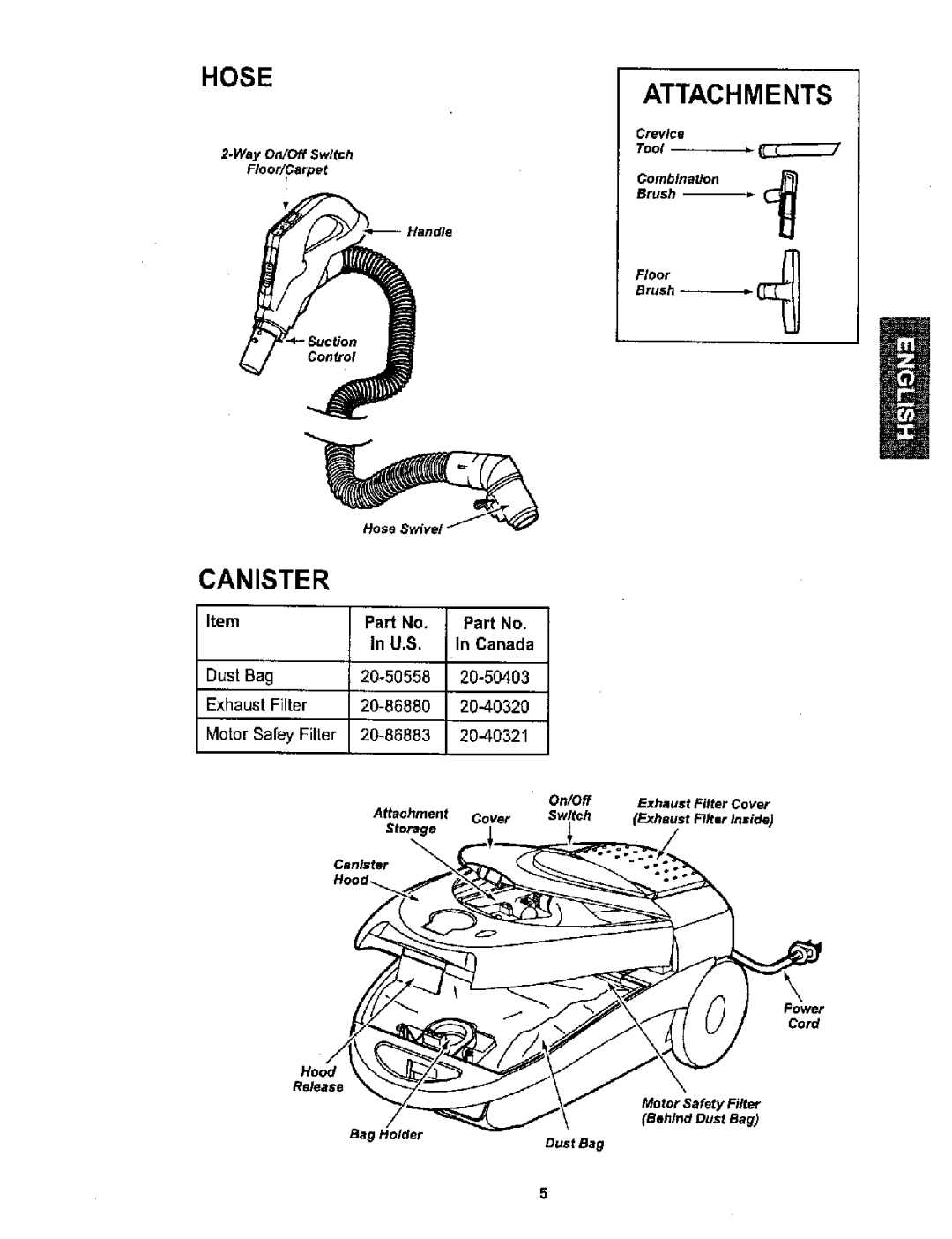 Sears 116.26212 owner manual Attachments, Storage 