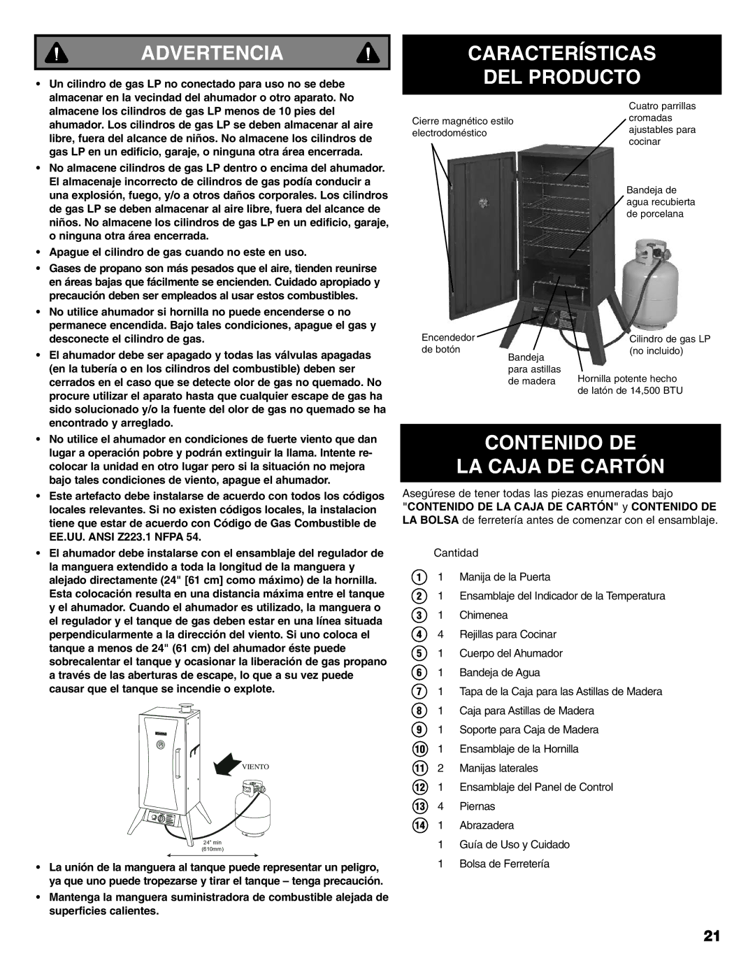 Sears 125.15884800 owner manual Características DEL Producto, Contenido DE LA Caja DE Cartón 