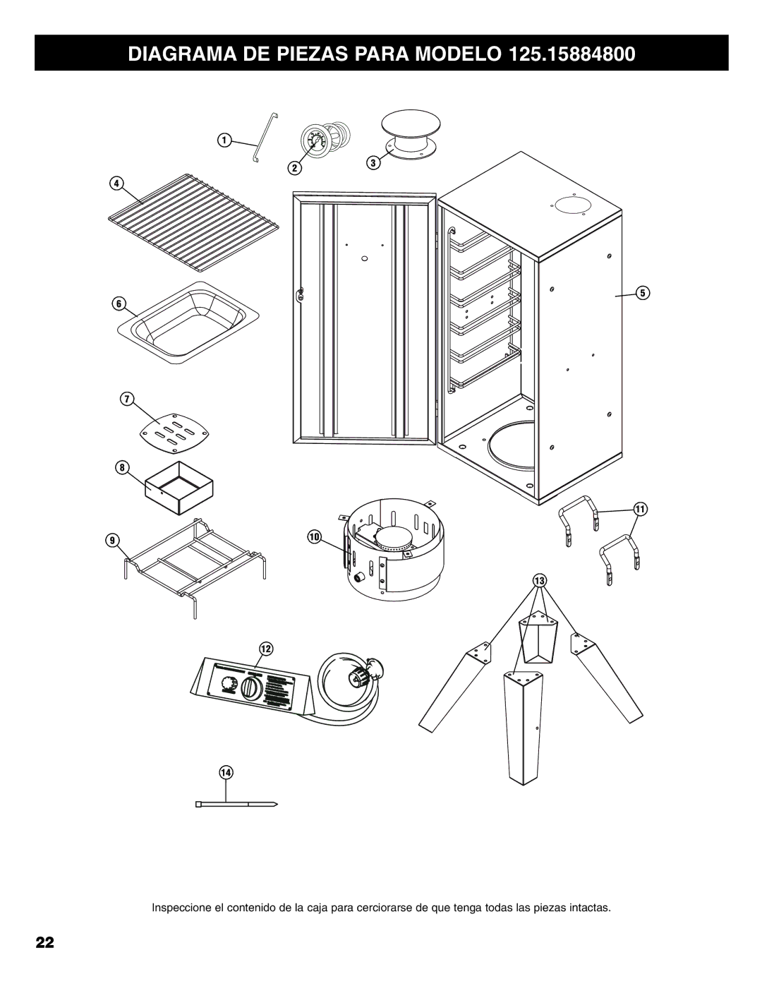 Sears 125.15884800 owner manual Diagrama DE Piezas Para Modelo 