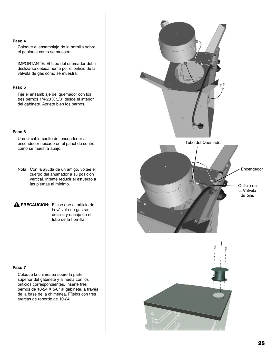 Sears 125.15884800 owner manual Orificio de la Válvula de Gas 