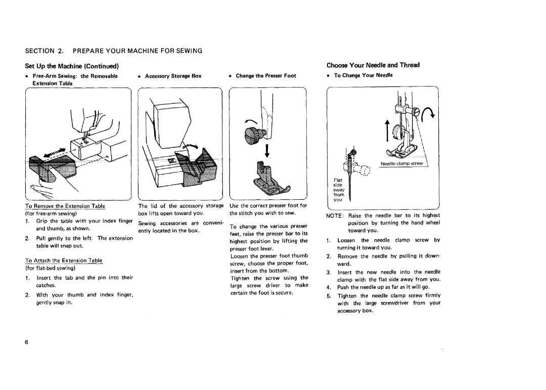 Sears 12581, 12781, 12681, 11682 manual Section Prepare Your Machine for Sewing, ExtensionTable 