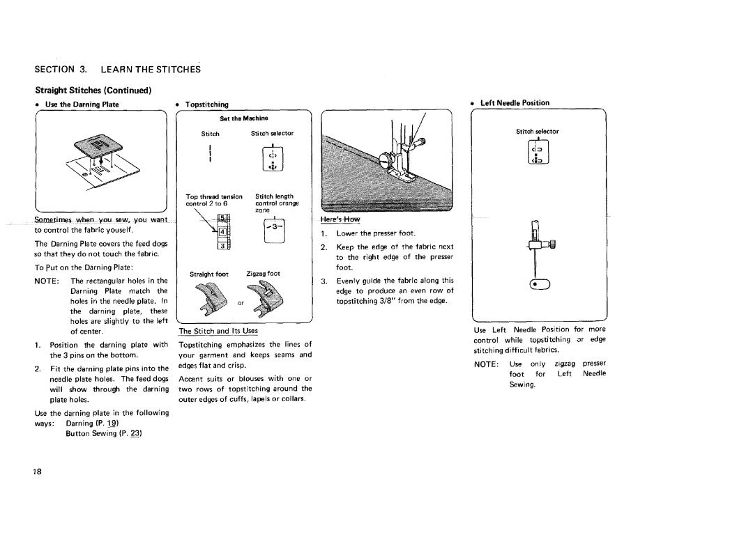 Sears 12581, 12781, 12681, 11682 manual Straight Stitches Usethe DarningPlate 