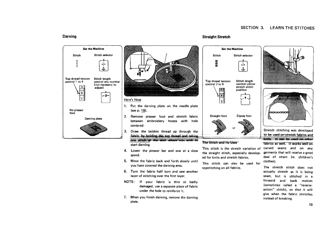 Sears 11682, 12781, 12681, 12581 manual Darning, Straight Stretch, Be usedo et! f= csand 