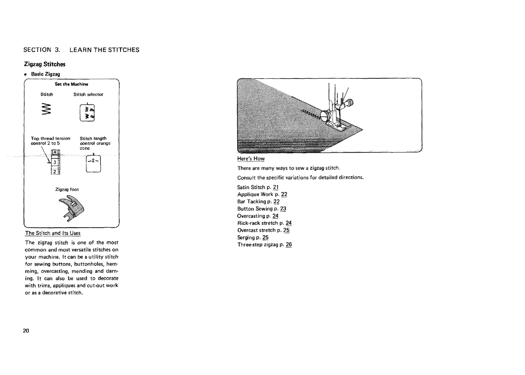 Sears 12781, 12681, 12581, 11682 manual Zigzag Stitches BasicZigzag 