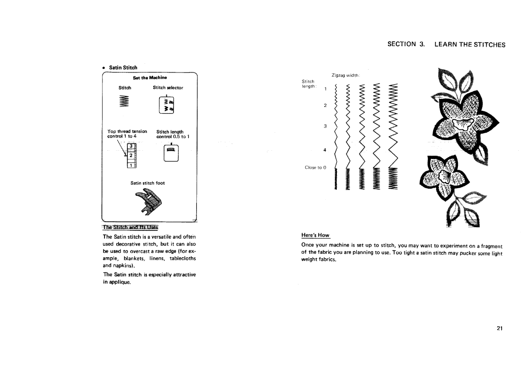 Sears 12681, 12781, 12581, 11682 manual Satin Stitch, Heres How 