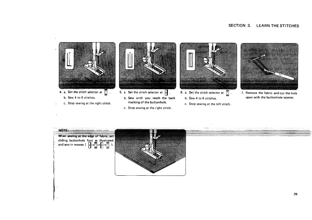 Sears 12681, 12781, 12581, 11682 manual Set the stitch selector at b. Sew 4 to 6 stitches 