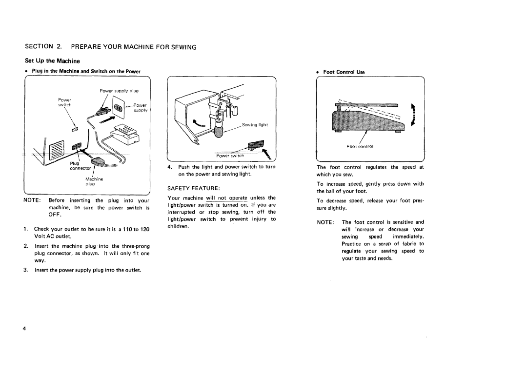 Sears 12781, 12681, 12581, 11682 manual Foot Control Use, Children 