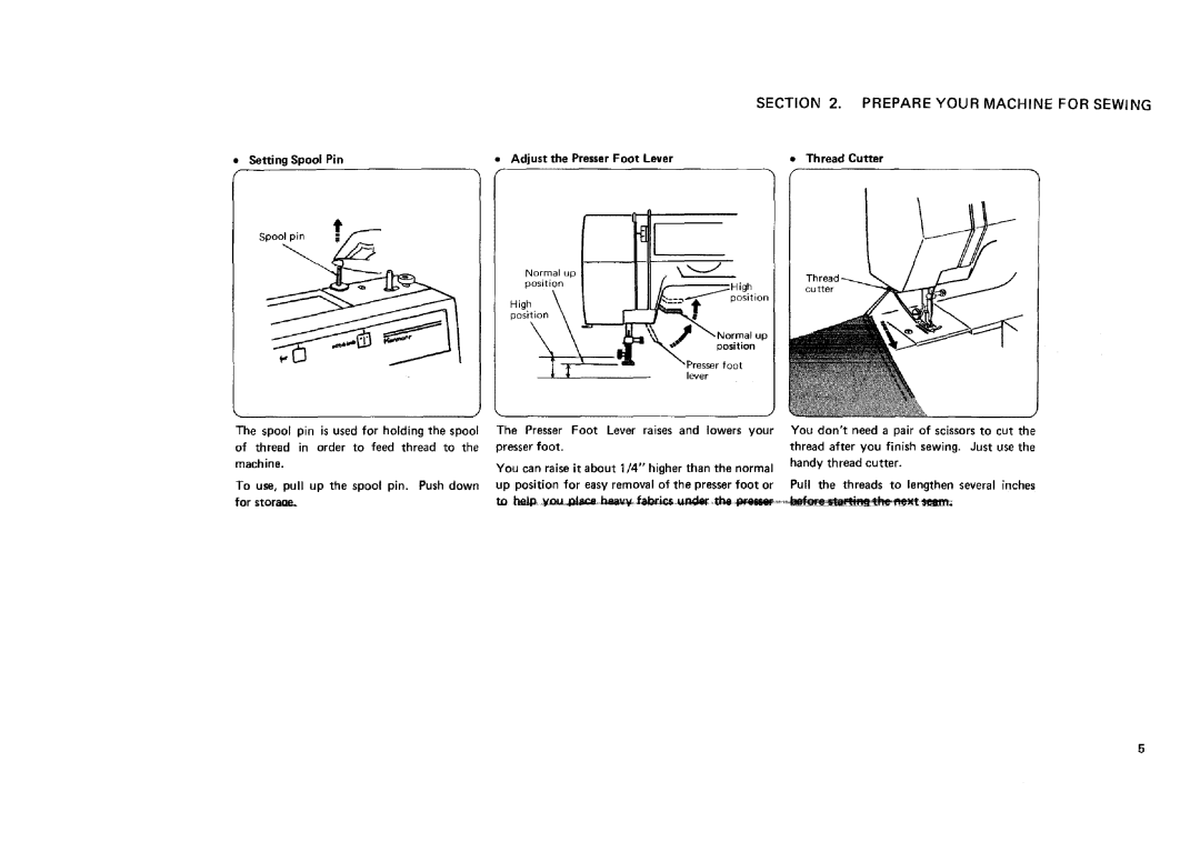 Sears 12681, 12781, 12581, 11682 manual Setting Spool Pin, Adjust the Presser Foot Lever Thread Cutter, Several 