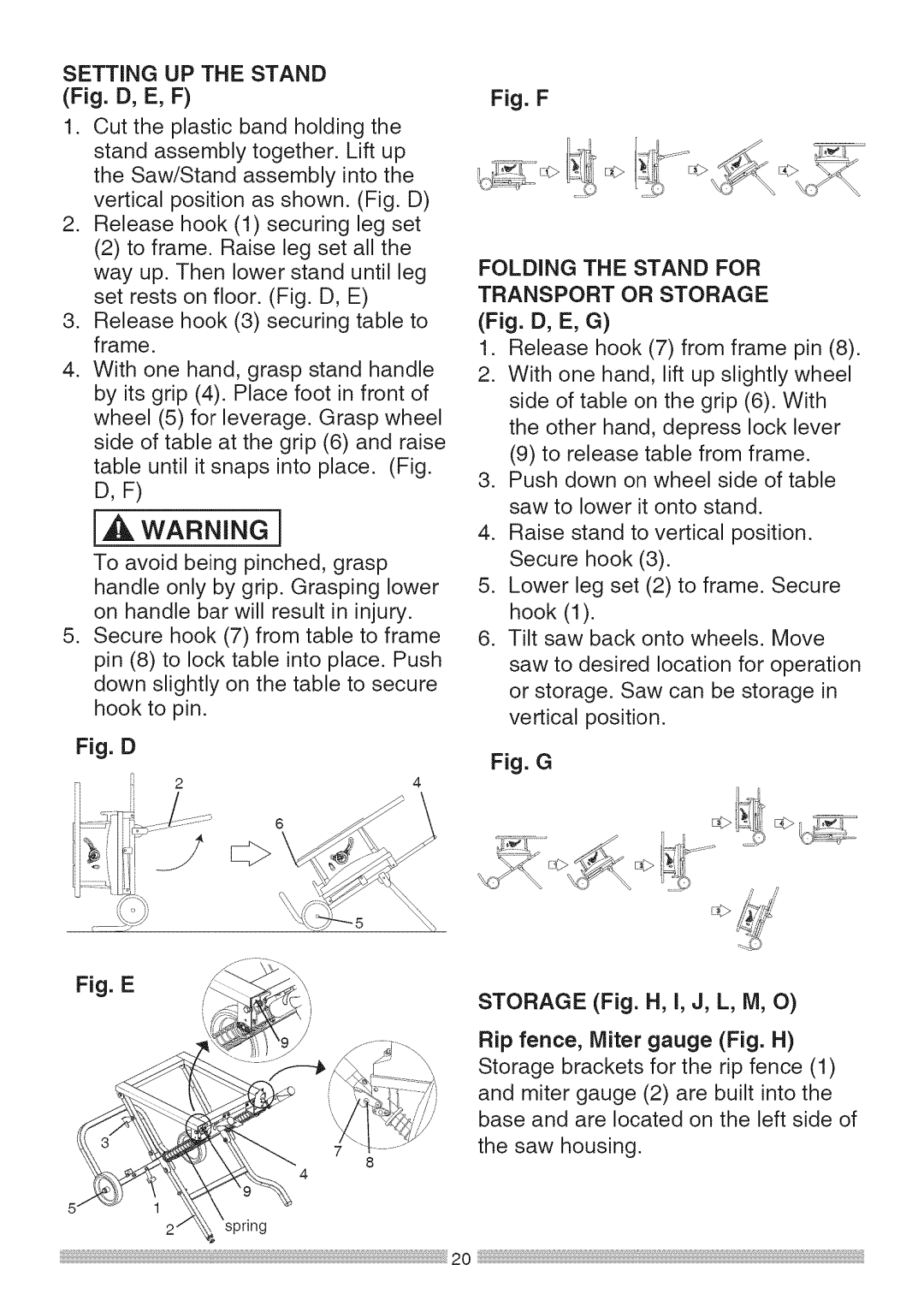 Sears 137.28463 operating instructions Setting UP the Stand, Fig. D 