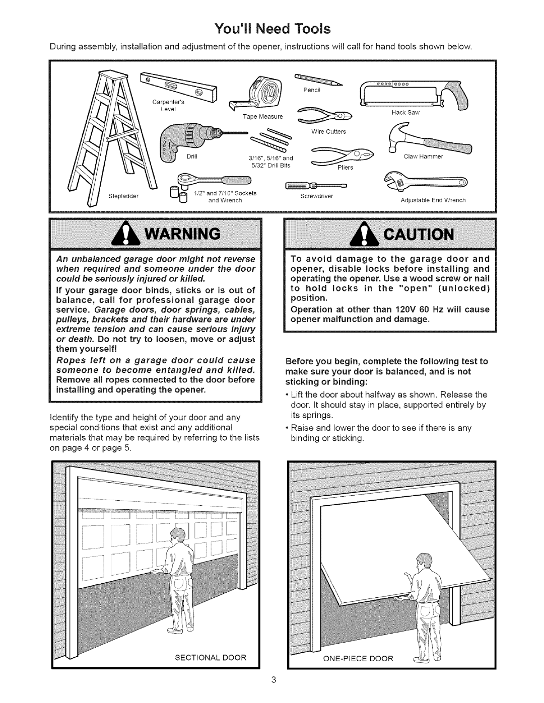 Sears 139.53535SRT1 operating instructions Youll Need Tools 