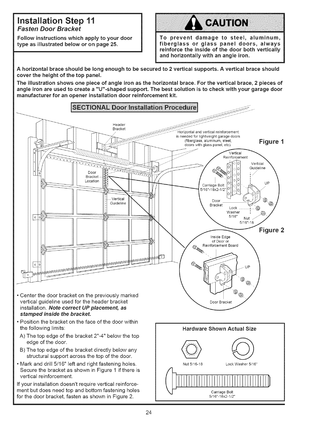 Sears 139.53535SRT1 operating instructions Fasten Door Bracket, installation Step 