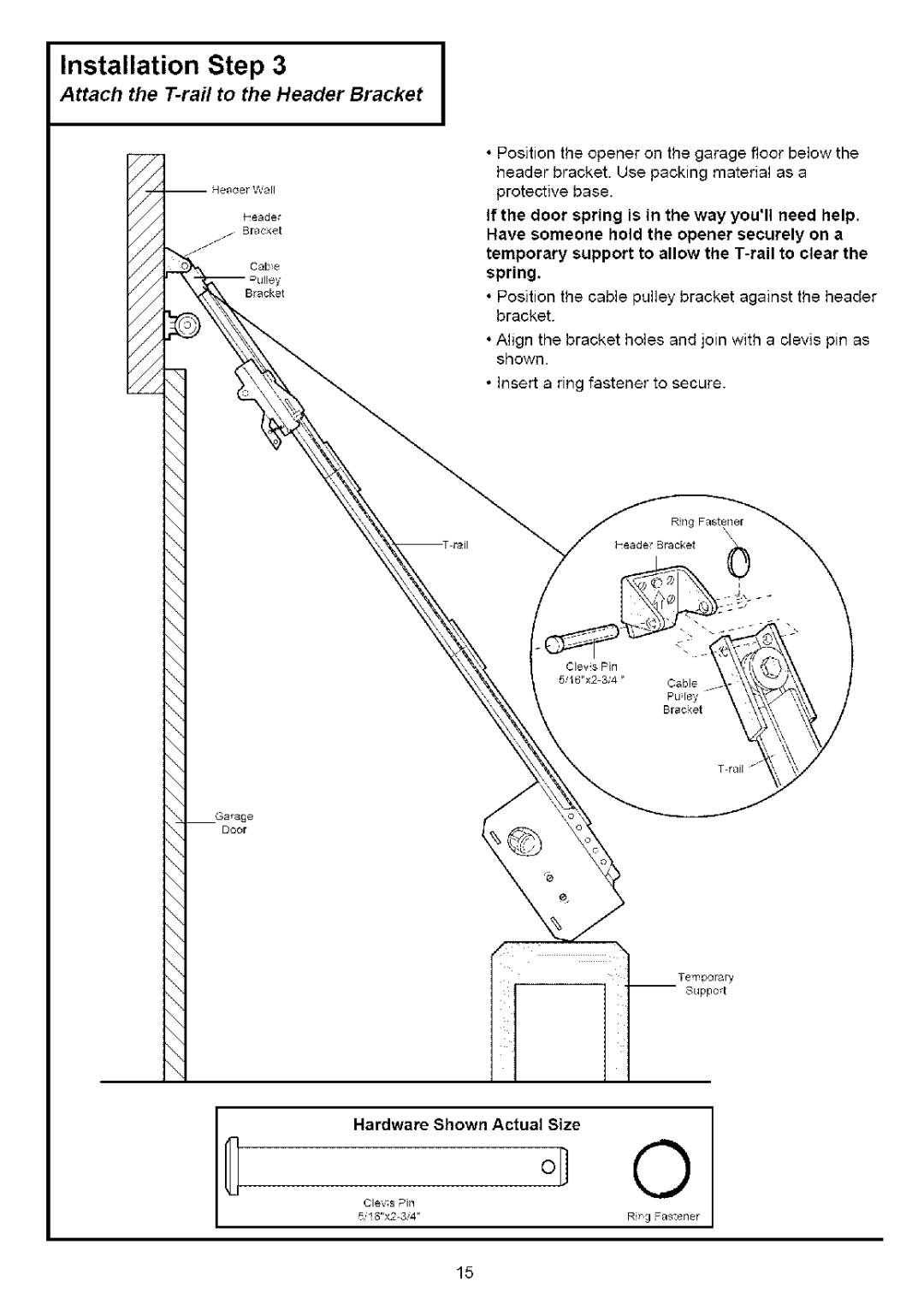 Sears 139.53636SRT, 139.53641SRT, 139.53525SRT, 139.53640SRT, 139.53627SRT owner manual Attach the T-rail to the Header Bracket 