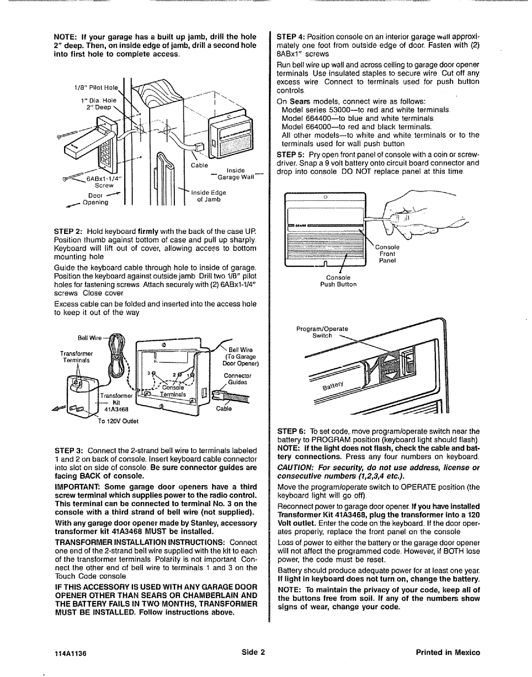 Sears 139.53716 1V.i,--...fjfq, Ooo, -- I I I IIit tl rlnsi,deEdge, Must be Installed Follow instructions above 