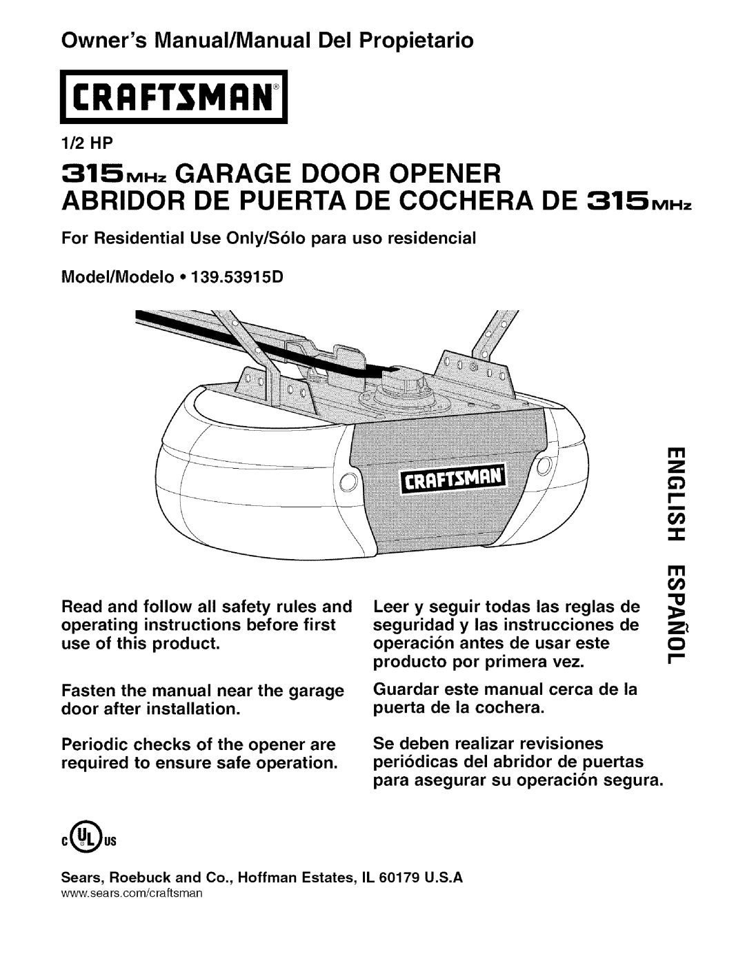 Sears 139.53915D owner manual Rrftsman+I 