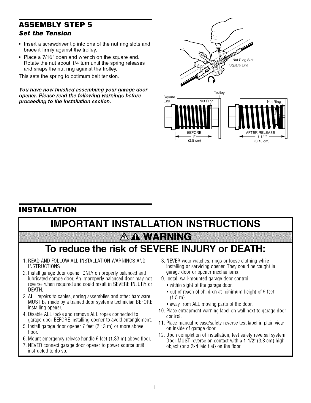 Sears 139.53915D owner manual Assembly Step, Readand Followall Installationwarningsand Instructions, Death 