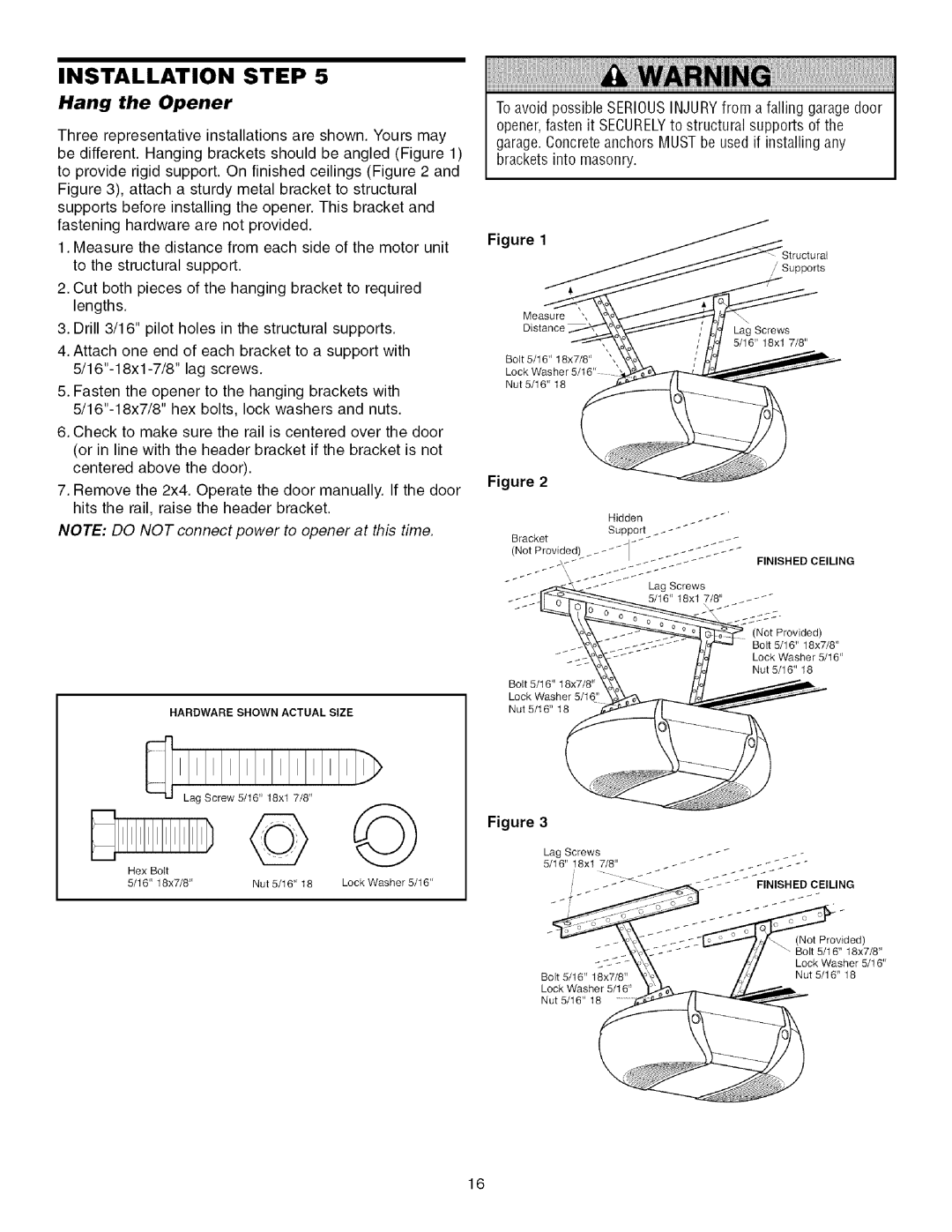 Sears 139.53915D owner manual Hang the Opener 