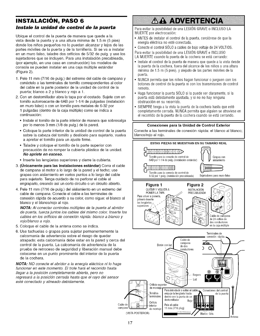 Sears 139.53915D owner manual Instalacion Paso, Instale Unidad Control Puerta, Iiiiiiiiiiiiiiiiiiii 