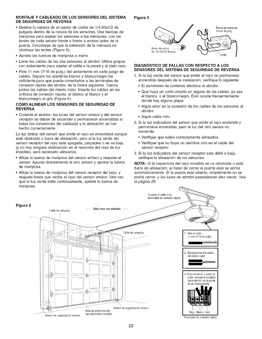 Sears 139.53915D owner manual Como Alinear LOS Sensores DE Seguridad DE Reversa 