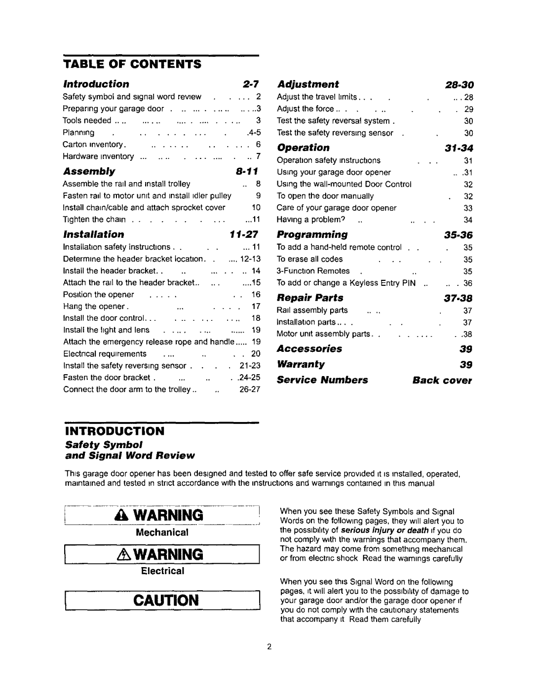 Sears 139.53971SRT, 139.53960SRT, 139.53968SRT owner manual 4tI Warning 