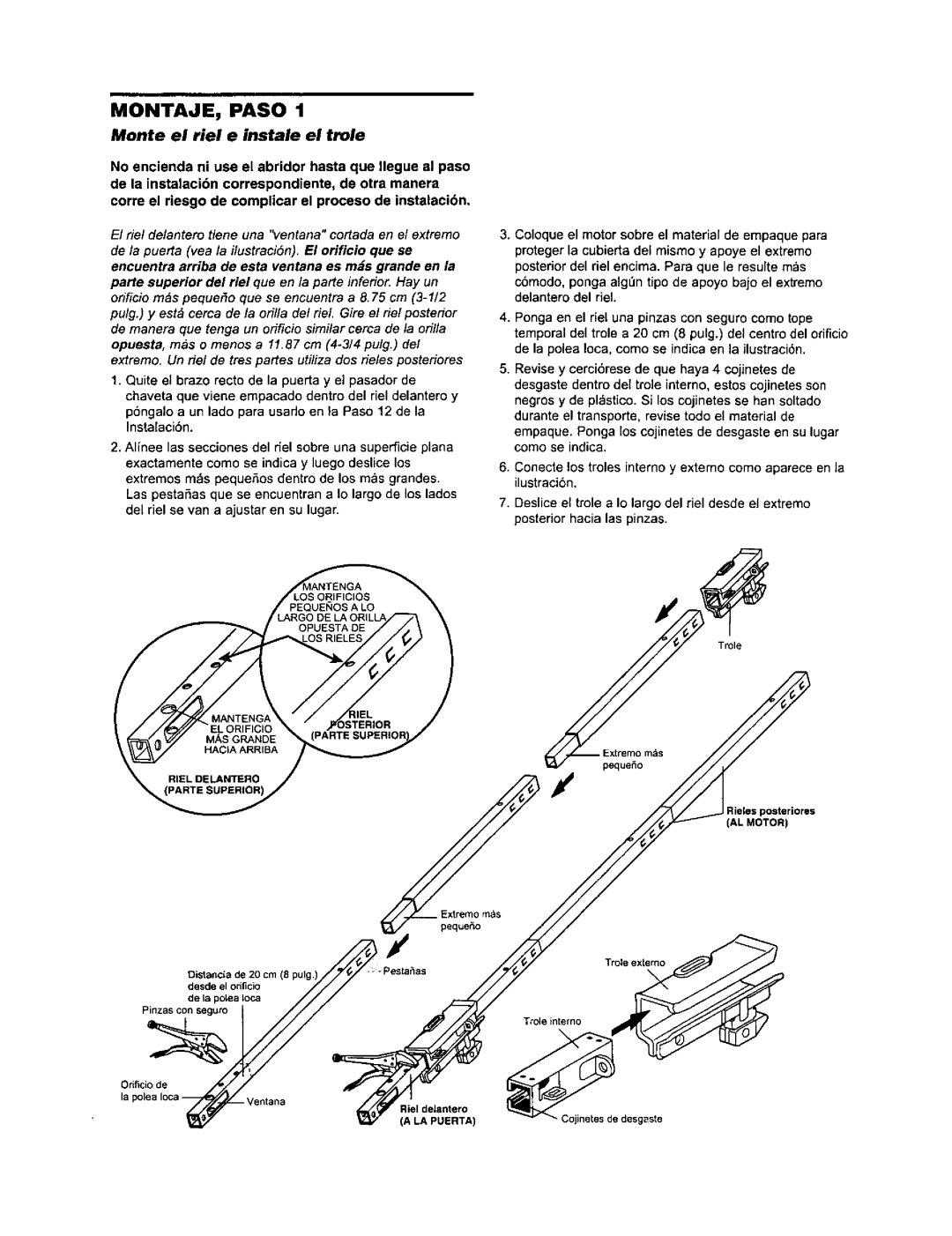 Sears 139.53968SRT, 139.53960SRT, 139.53971SRT owner manual Monte el riel e instale el trole, LA Puerta 