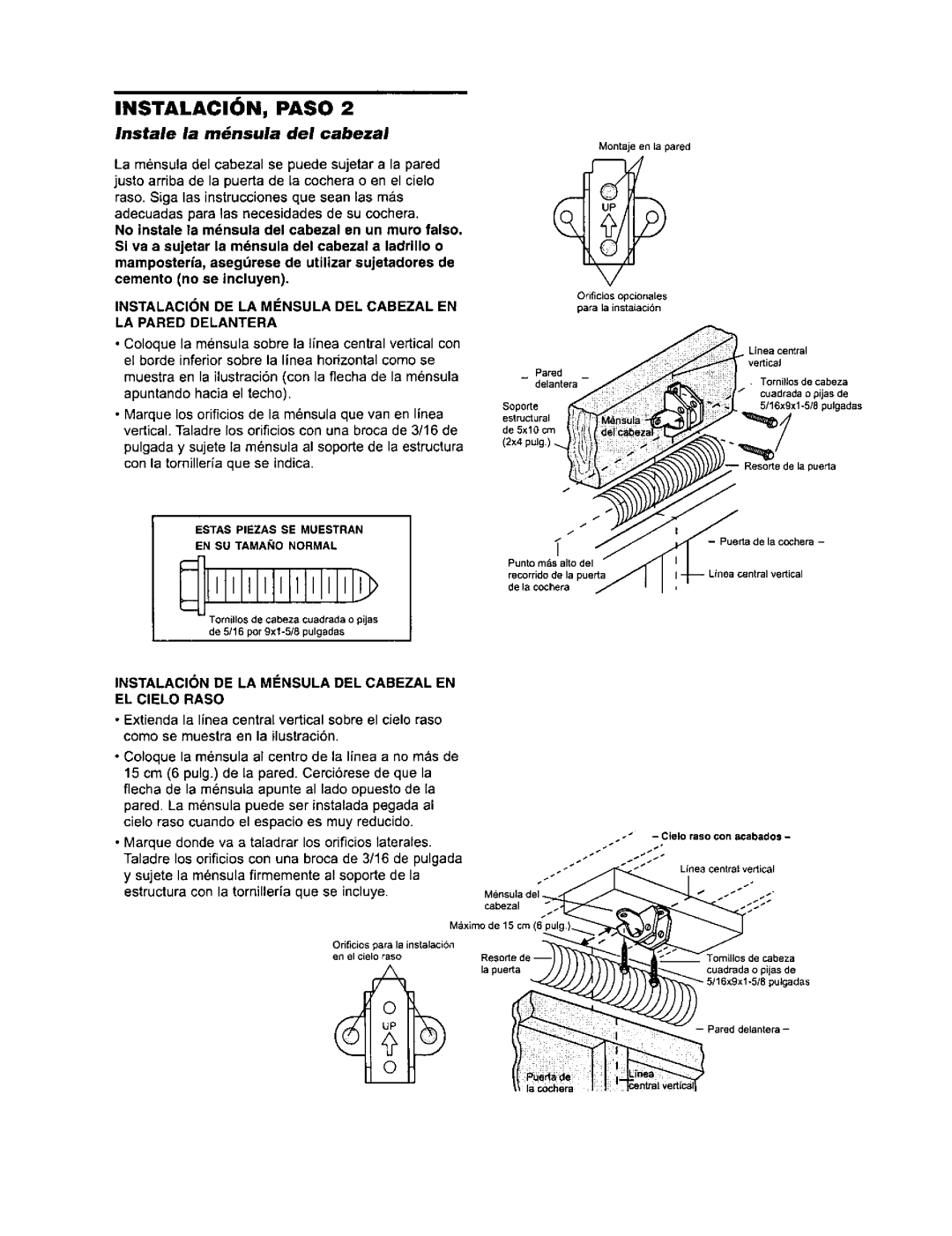 Sears 139.53968SRT owner manual Instale la mnsula del cabezal, Instalacion DE LA M#NSULA DEL Cabezal EN LA Pared Delantera 