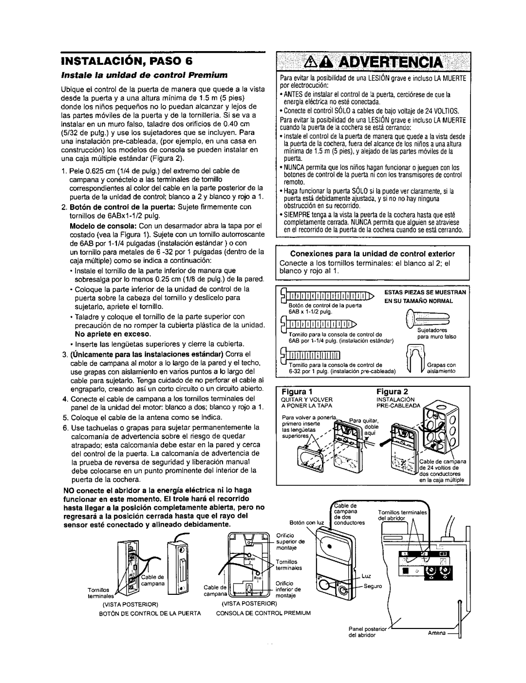 Sears 139.53971SRT, 139.53960SRT, 139.53968SRT Instale la unidad de control Premium, No apriete en exceso, Flgura 