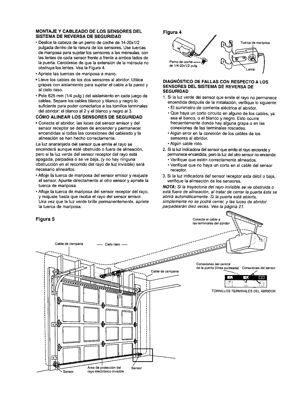 Sears 139.53968SRT, 139.53960SRT, 139.53971SRT Montaje Y Cableado DE LOS Sensores DEL, Sistema DE Reversa DE Seguridad 