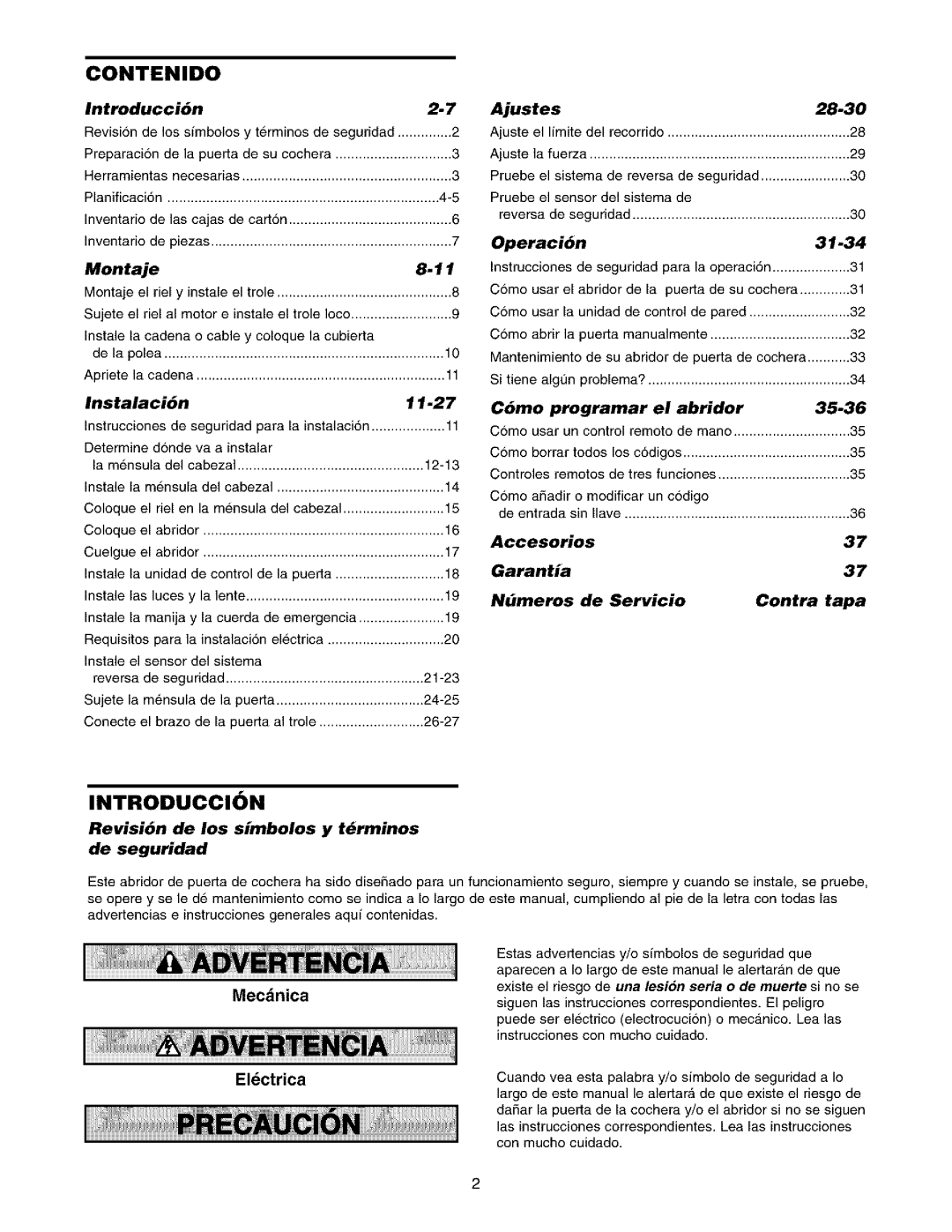 Sears 139.53975SRT1, 139.53962SRT1 owner manual Revisi6n de los simbolos y trminos de seguridad 