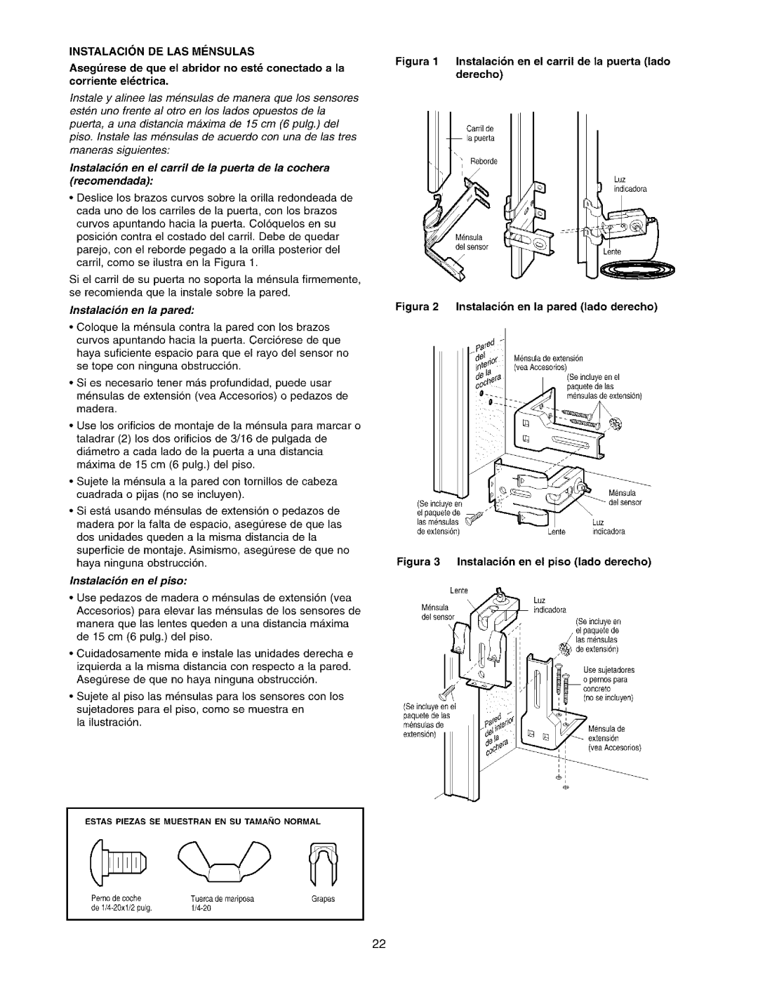 Sears 139.53975SRT1 Instalacion DE LAS M#NSULAS, Instalaci6n en la pared, Instalaci6n en el piso, La puerta, Se incluye en 