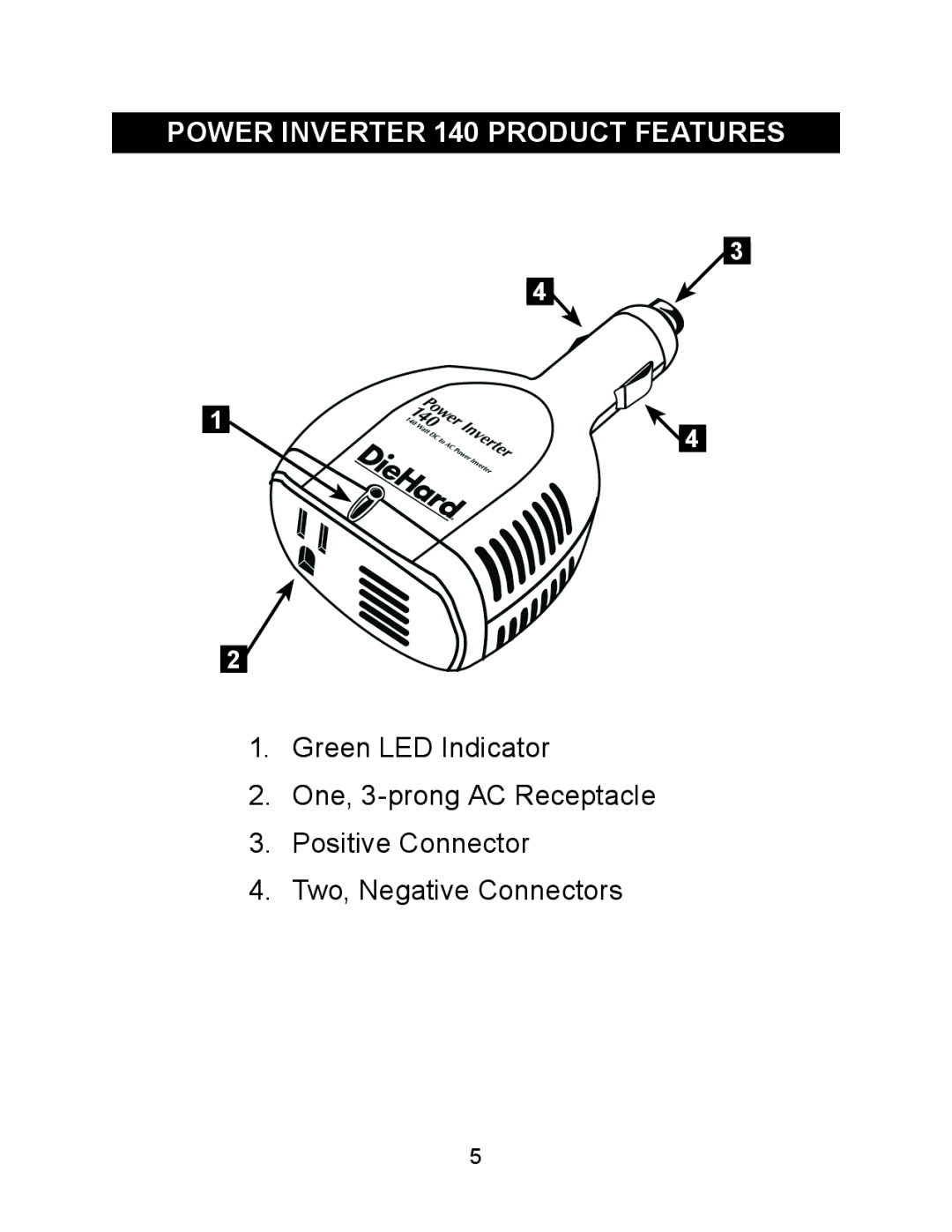 Sears owner manual Power Inverter 140 Product Features 