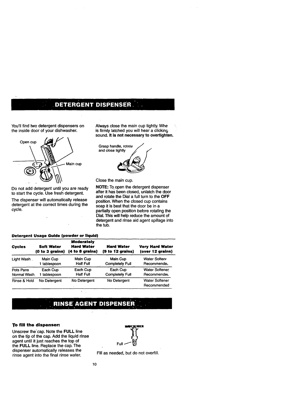 Sears 14174, 14172, 14171, 14175 owner manual Sound. It is not necessary to overUghten, Grains, Tablespoon Half Full 