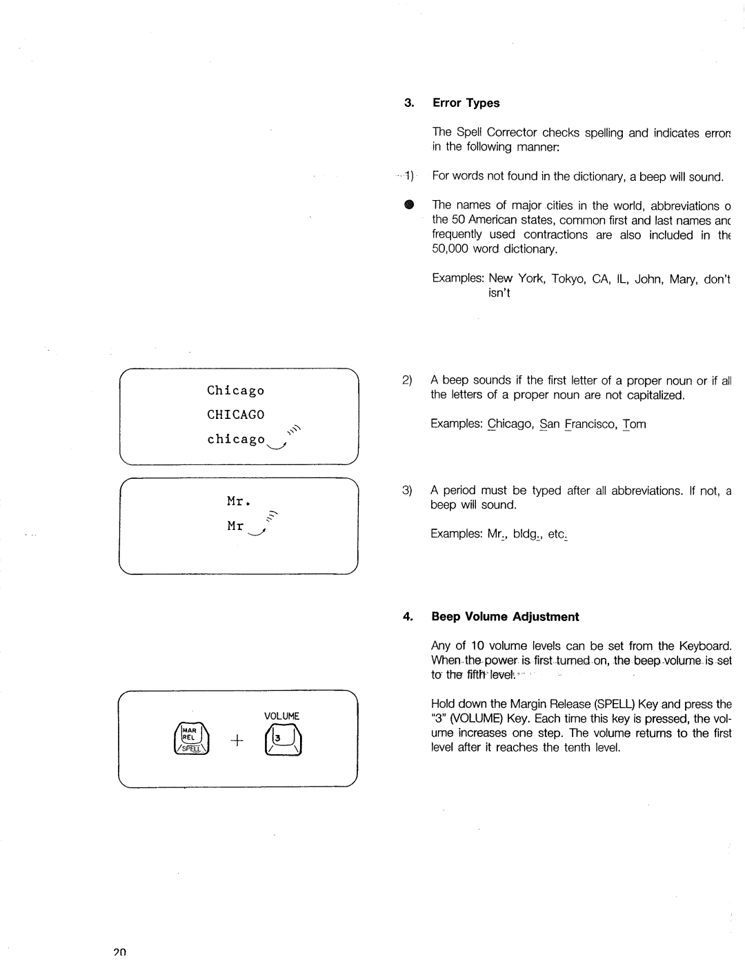 Sears 16, 153, 514, 090 warranty Error Types, Chicago j, Beep Volume Adjustment 