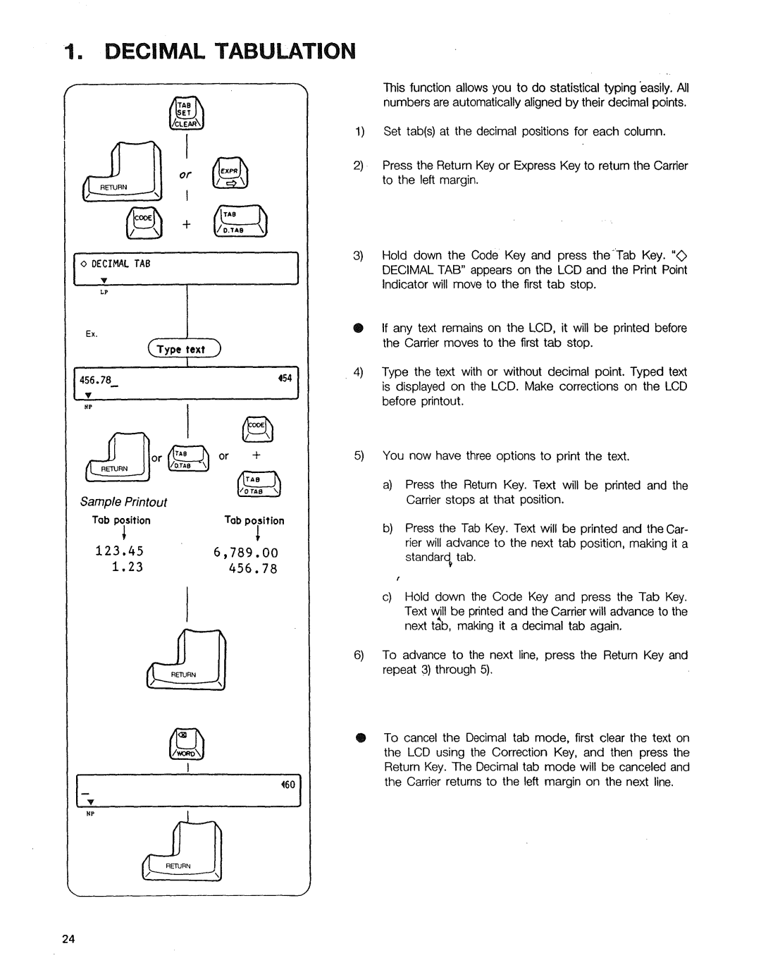 Sears 16, 153, 514, 090 warranty Ill, Decimal Tabulation 