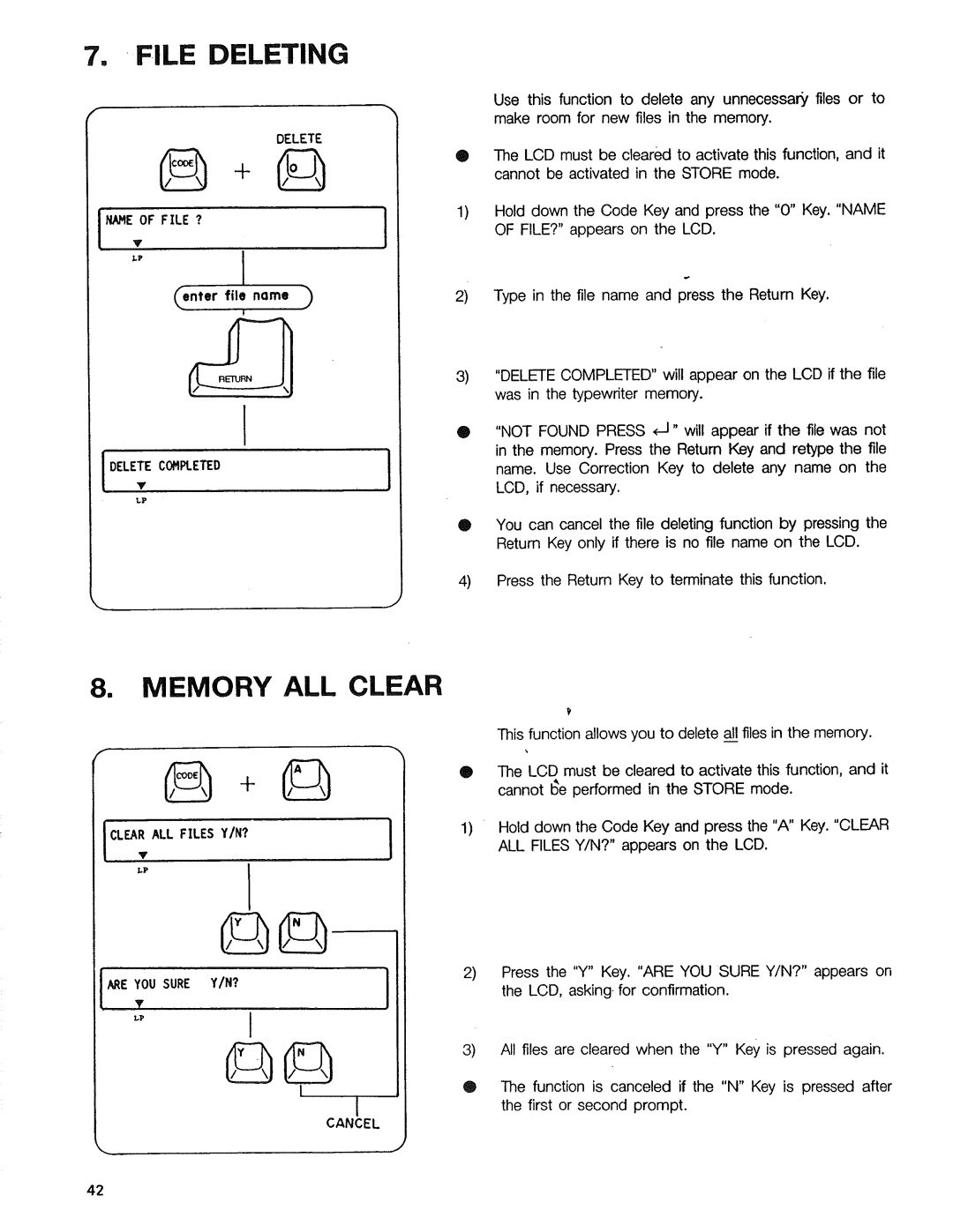 Sears 090, 153, 16, 514 warranty File Deleting, Enter file nome 