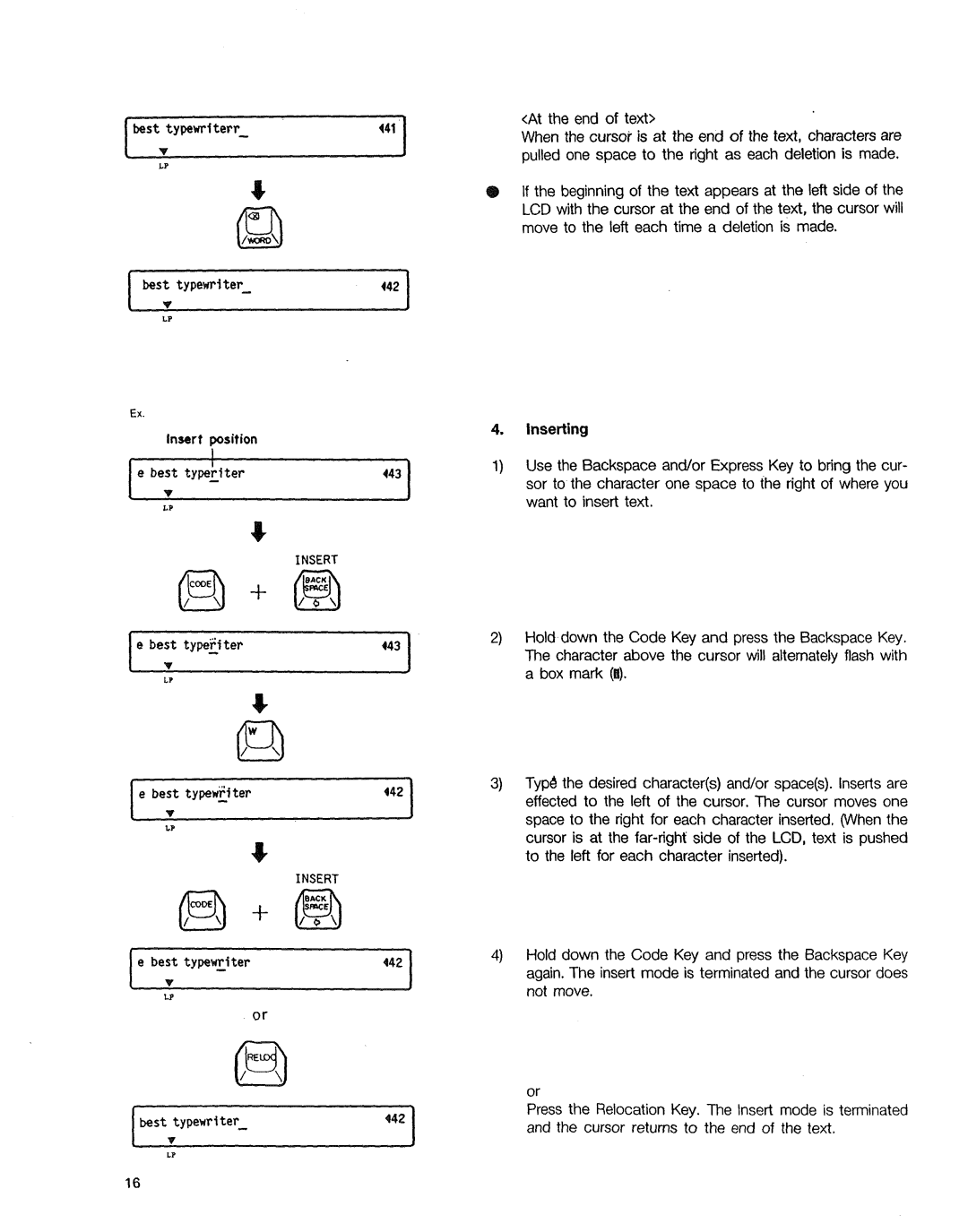 Sears 090, 153, 16, 514 warranty Insert position 