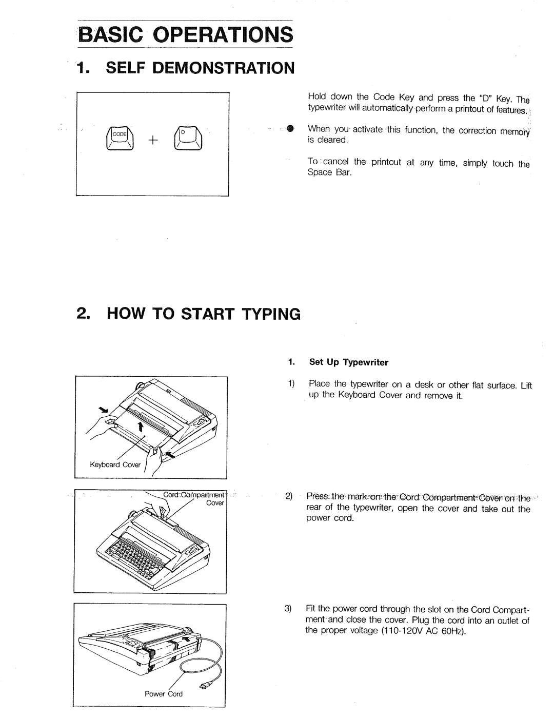 Sears 16, 153, 514, 090 warranty Self Demonstration, HOW to Start Typing, Set Up Typewriter 