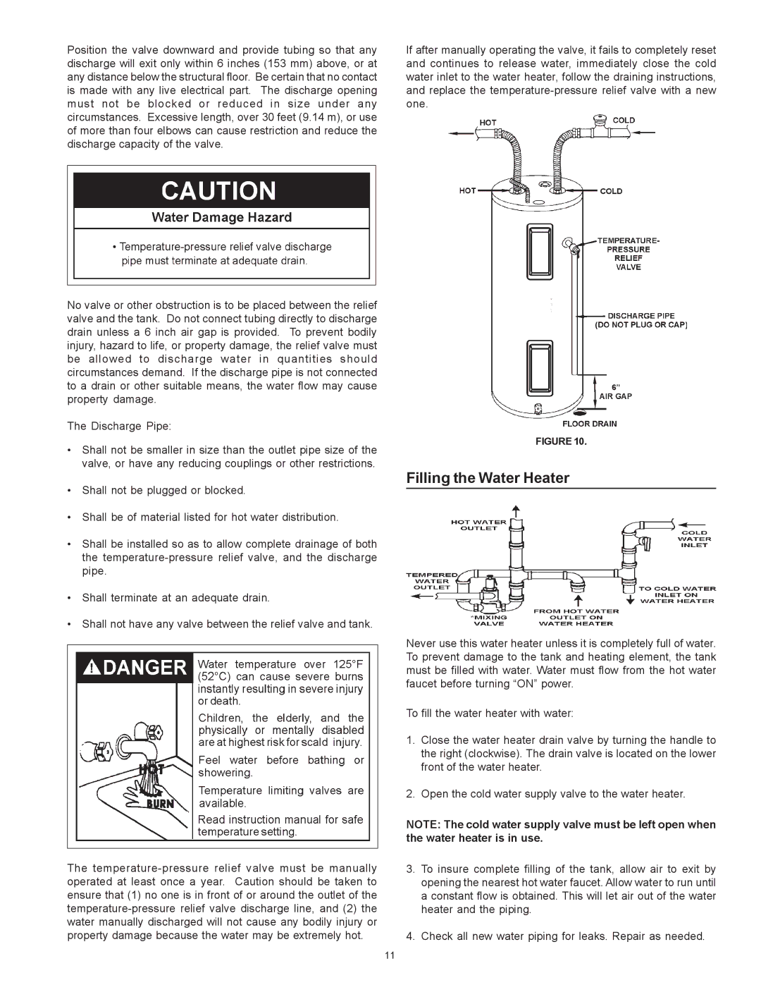 Sears 153.326362, 153.326363 owner manual Filling the Water Heater 