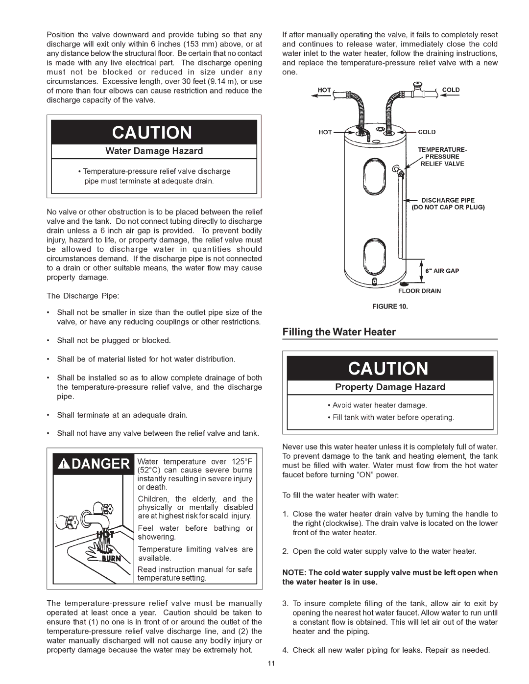 Sears 153.329264 owner manual Filling the Water Heater 