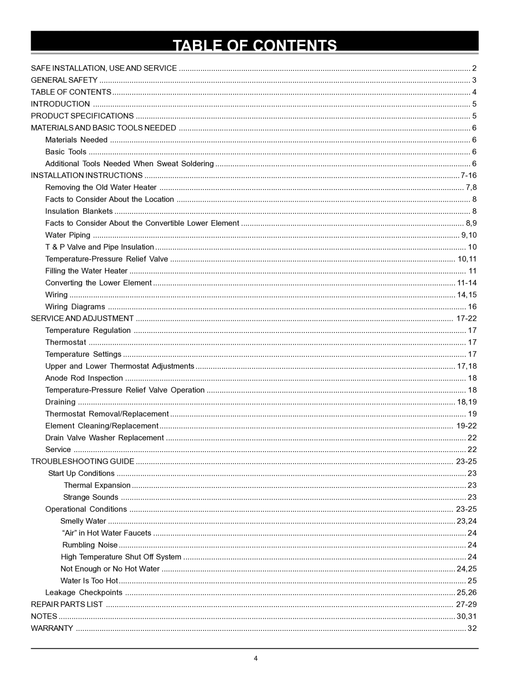Sears 153.329264 owner manual Table of Contents 