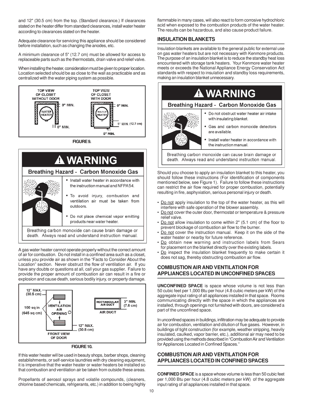 Sears 153.332070, 153.332060, 153.332050, 153.332040 owner manual Insulation Blankets 