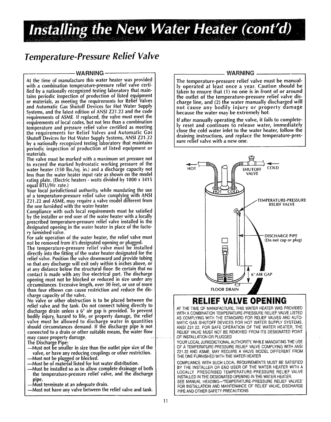 Sears 153333531, 153333100, 153333131, 153333030, 153333000 Temperature-Pressure Relief Valve, Charge capacity of the valve 