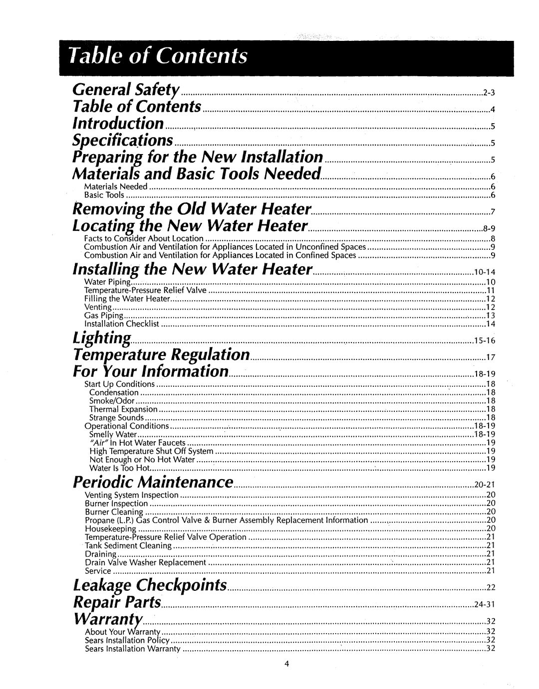 Sears 153.335351, 153.3356, 153.33555, 153.335451 Facts to Consider, Air, Appliances, Water, Filling, Installation, Draining 