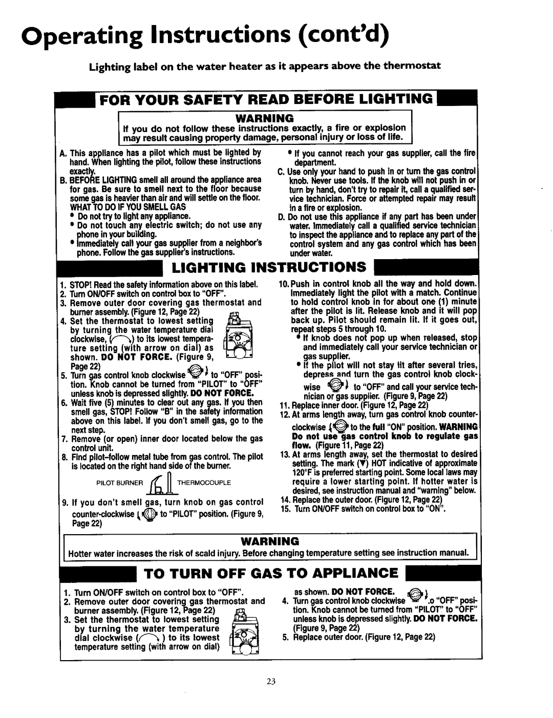 Sears 153.335915, 153.335961, 153.335941 Operating Instructions contd, Whatto Doif Yousmellgas, A fire or explosion 