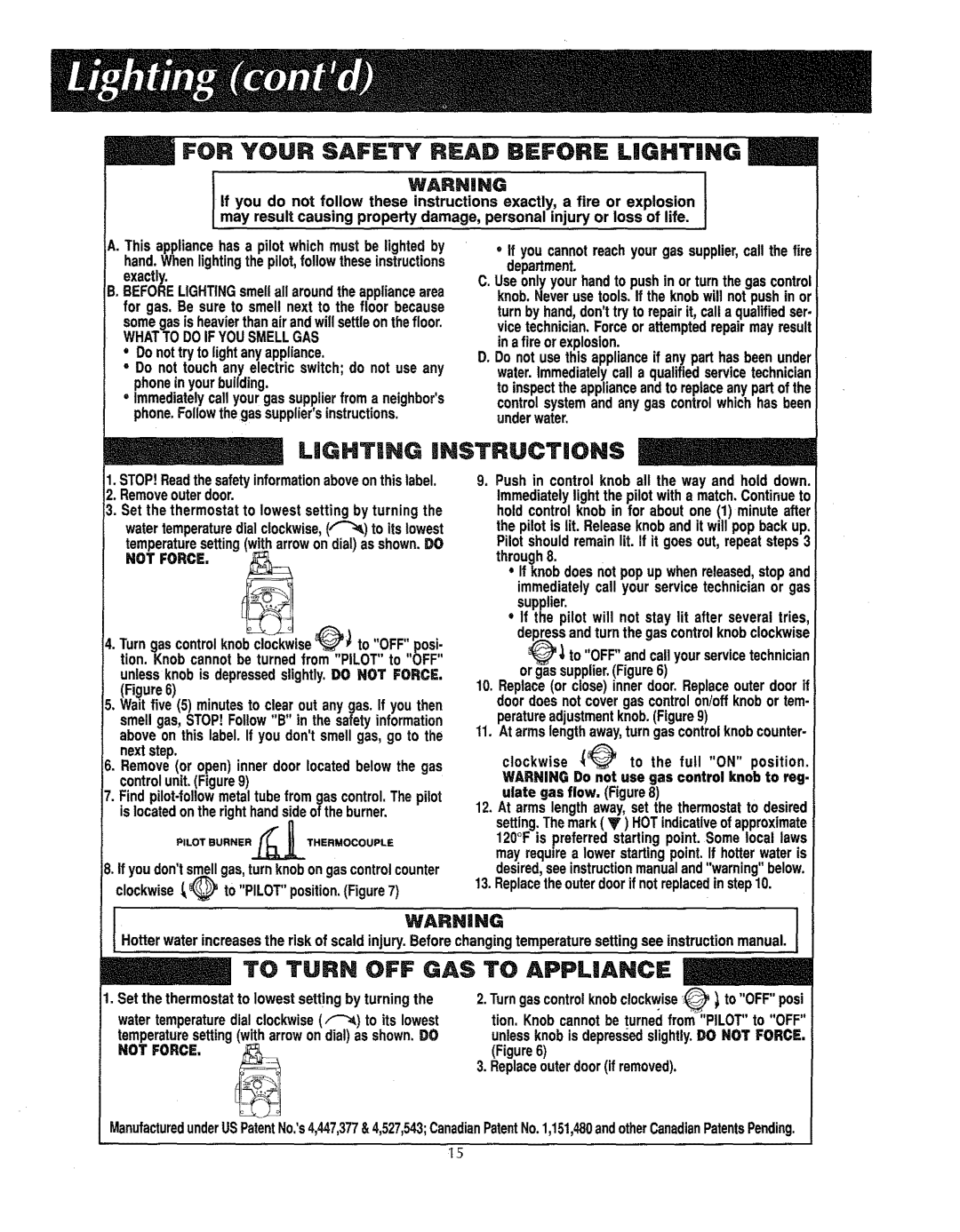 Sears 153.336331, 153.336701 Whatto Doif Yousmellgas, Controlsystemand any gas controlwhichhas been underwater, Not Force 