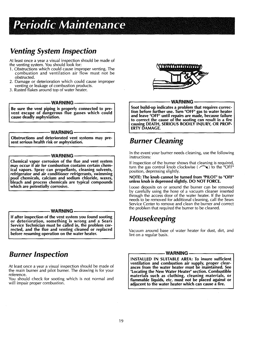 Sears 153.336431, 153.336701, 153.336801, 153.336432, 153.336332, 153.336901 Burner Inspection, Burner Cleaning, Erty Damage 