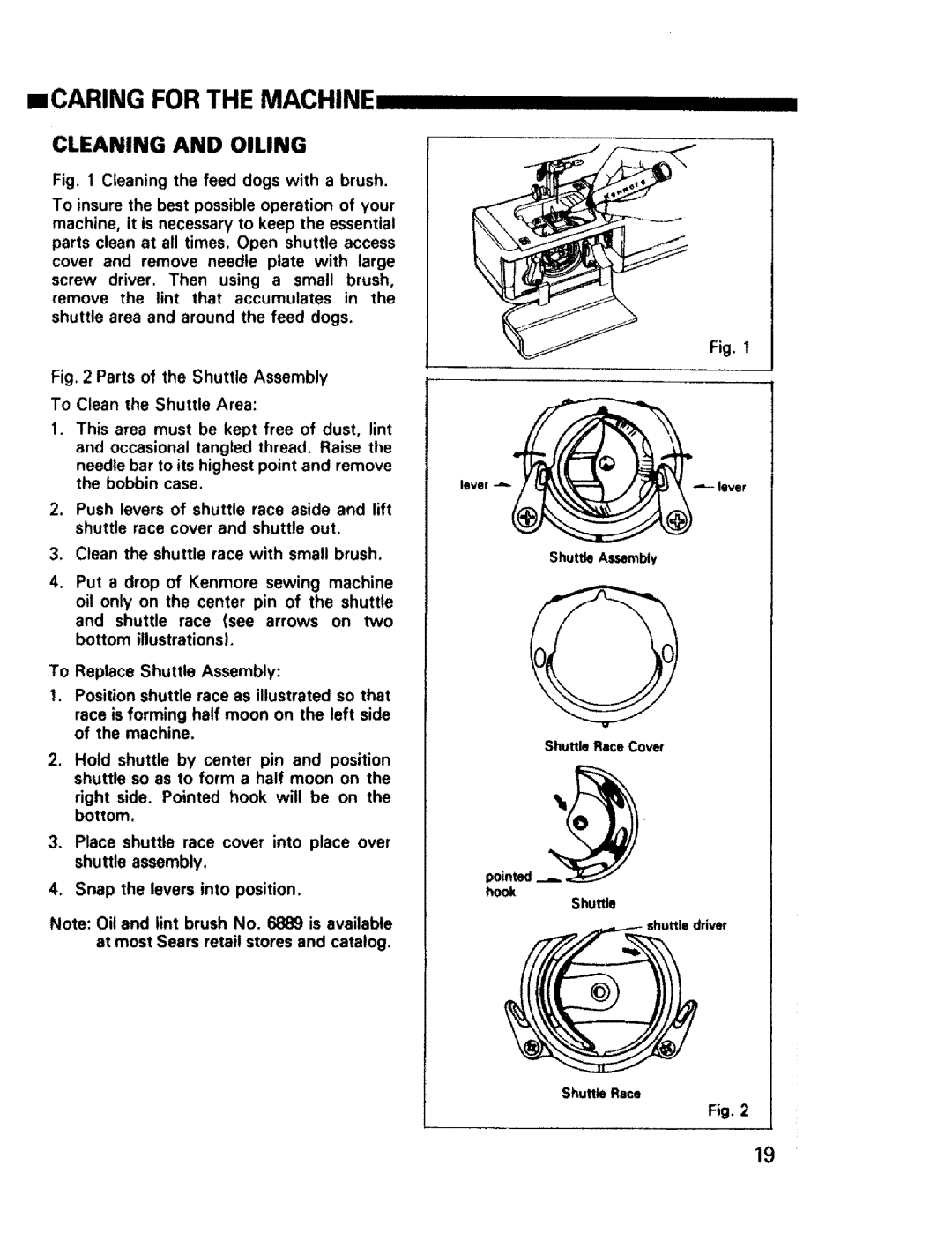 Sears 1595, 1561, 1355, 1340, 1350, 1345, 1358 owner manual ==CARING for the Machine, Cleaning and Oiling 